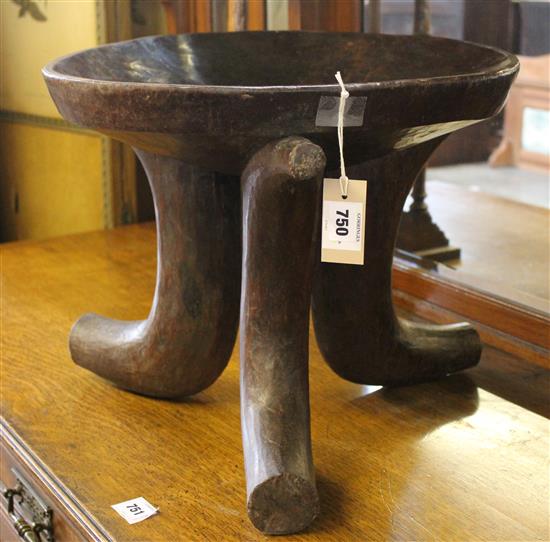 An Ethiopian Jimma hardwood stool, H 15.25in